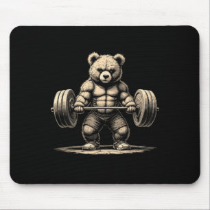 Workout Bear Deadlifter Funny Gym T-Shirt Lifting  Mousepad