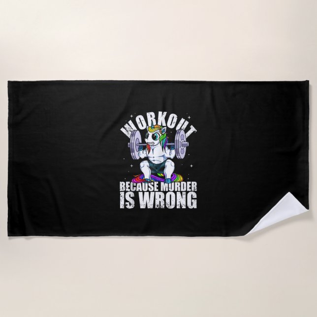 Workout Because Murder is Wrong Einhorn Tank Top Strandtuch (Vorderseite)