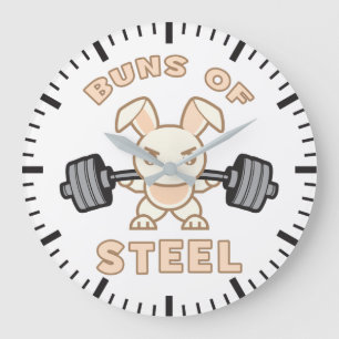 Workout Bunny Cartoon - Stahlblasen - Funny Gym Große Wanduhr