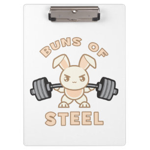 Workout Bunny Cartoon - Stahlblasen - Funny Gym Klemmbrett