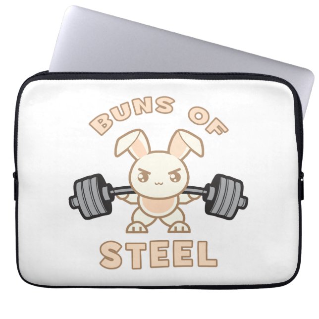 Workout Bunny Cartoon - Stahlblasen - Funny Gym Laptopschutzhülle (Vorderseite)