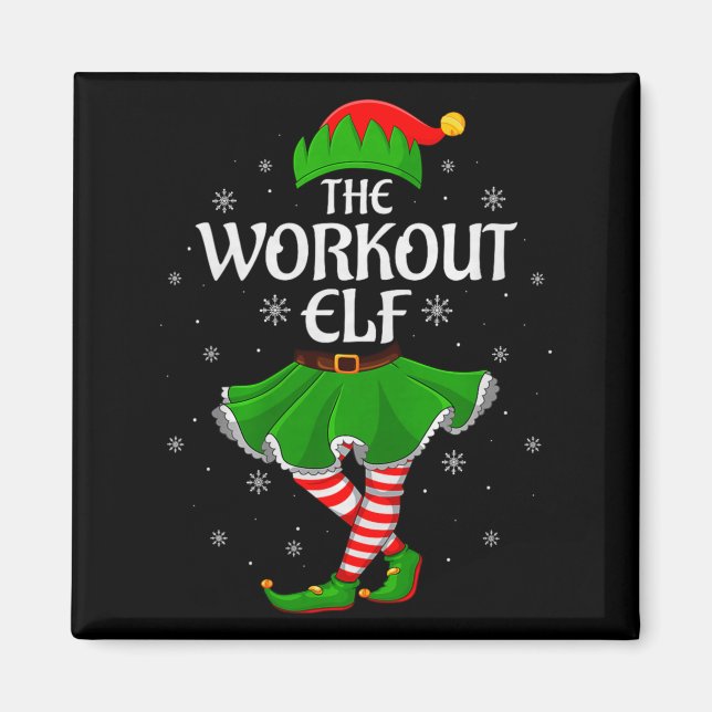 Workout Elf Christmas Family Girls Women Elf Squad Magnet (Vorne)