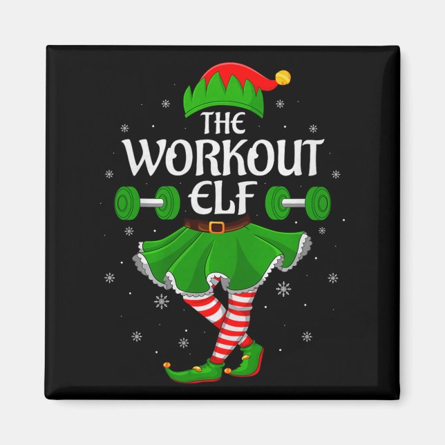 Workout Elf Christmas Family Girls Women Elf Squad Magnet (Vorne)