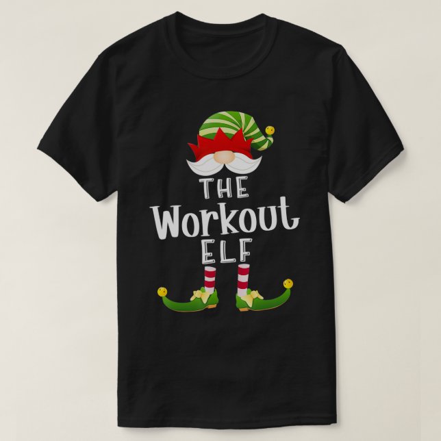 Workout Elf Group Weihnachts Funny Pajama Party T-Shirt (Design vorne)