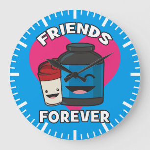 Workout Friends Forever - Niedlicher Kawaii Funny Große Wanduhr