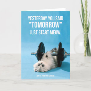 Workout Funny Motivation - Katze - Meetings starte Karte