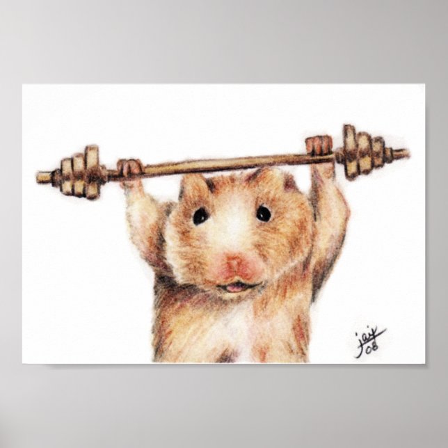 Workout (Hamster) Poster Print (Vorne)