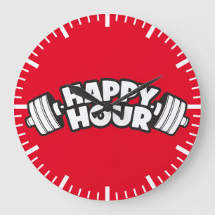 Workout - Happy Hour - Funny Gym Motivierend Große Wanduhr