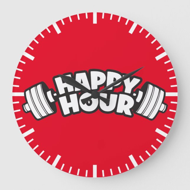 Workout - Happy Hour - Funny Gym Motivierend Große Wanduhr (Vorderseite)