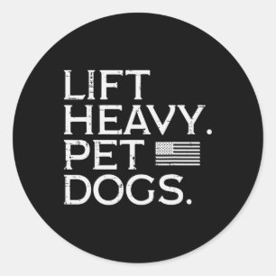 Workout Heavy Pet Hunde US Flag Gym Fitness itte Runder Aufkleber