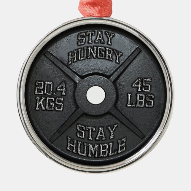 Workout - Hunger Bleibe, Humble Bleibe - Barbell P Silbernes Ornament (Vorne)