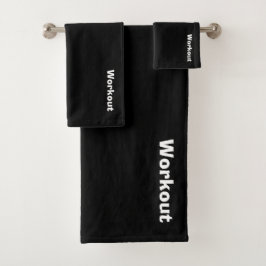 Workout-Logo-Schwarz Badhandtuch Set