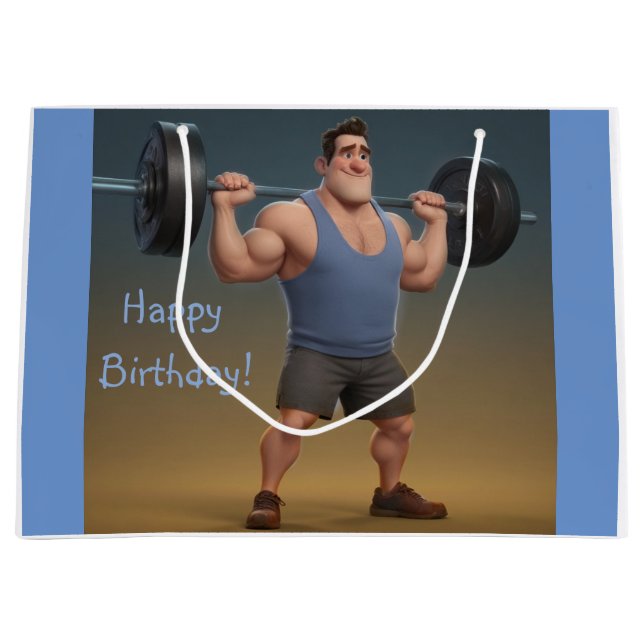 Workout Man Große Geschenktüte (Vorderseite)