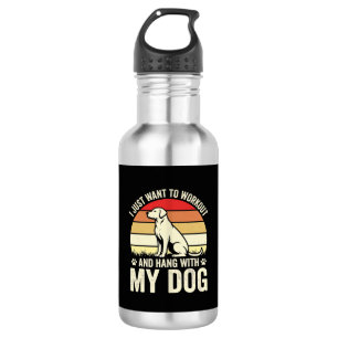 Workout mit meinem Hund Retro-Sonnenuntergang Edelstahlflasche