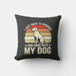 Workout mit meinem Hund Retro-Sonnenuntergang Kissen