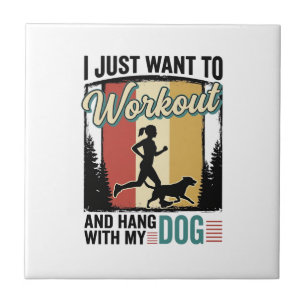 Workout Mit Meinem Hund Vintage Laufshirt Design_1 Fliese