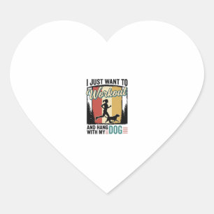 Workout Mit Meinem Hund Vintage Laufshirt Design_1 Herz-Aufkleber