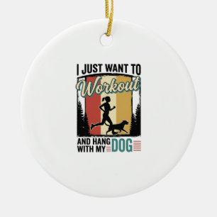 Workout Mit Meinem Hund Vintage Laufshirt Design_1 Keramik Ornament