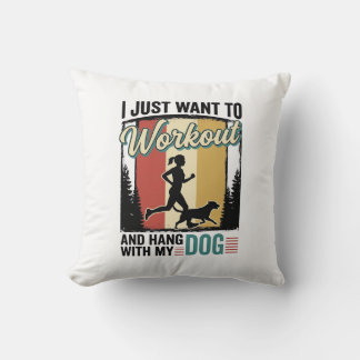 Workout Mit Meinem Hund Vintage Laufshirt Design_1 Kissen