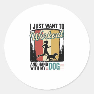 Workout Mit Meinem Hund Vintage Laufshirt Design_1 Runder Aufkleber