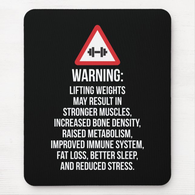 Workout Motivation - WARNUNG - Vorteile des Hubens Mousepad (Vorne)