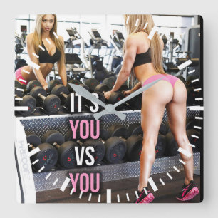 Workout Motivierend Quadratische Wanduhr