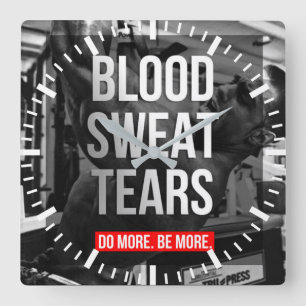 Workout Motivierend Quadratische Wanduhr