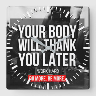 Workout Motivierend Quadratische Wanduhr