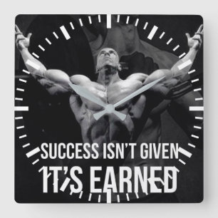 Workout Motivierend Quadratische Wanduhr