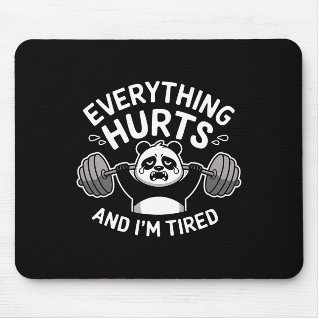 Workout Panda Alles tut weh müde Funny Gym Gif Mousepad (Vorne)
