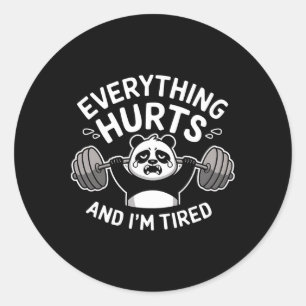 Workout Panda Alles tut weh müde Funny Gym Gif Runder Aufkleber