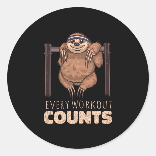 Workout Sloth Runder Aufkleber (Vorderseite)