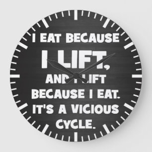 Workout Spaß - Ich esse, weil ich hebe Große Wanduhr