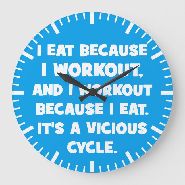 Workout-Spaß - Ich esse, weil ich trainiere Große Wanduhr (Vorderseite)