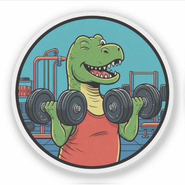 Workout T-Rex - Funny Dino Gym Motivation Aufkleber (Vorderseite)