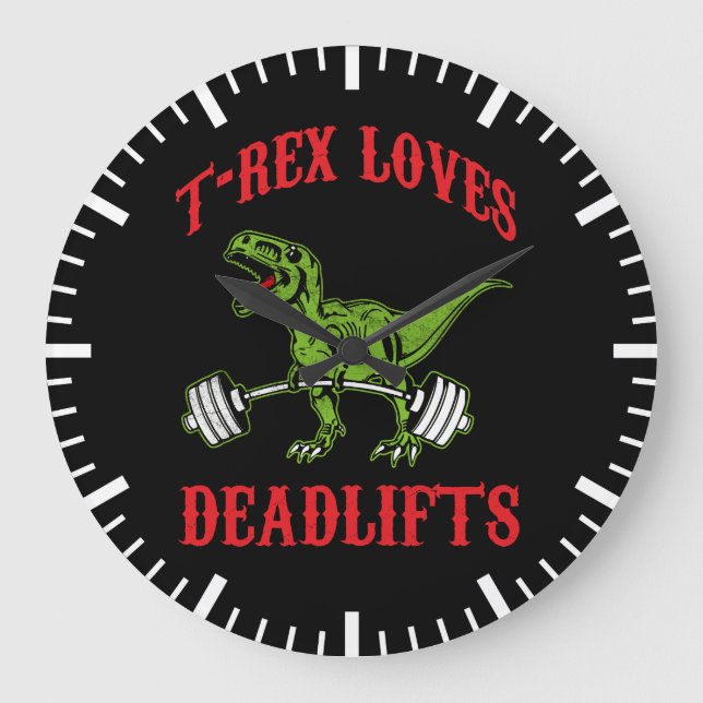Workout - T-Rex-Lieben Aufzüge - Bodybuilding Große Wanduhr (Vorderseite)