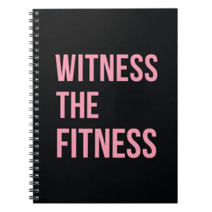 Workout Zitat Zeuge der Fitness Schwarz Rosa Notizblock