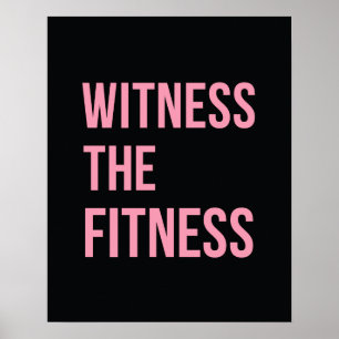 Workout Zitat Zeuge der Fitness Schwarz Rosa Poster