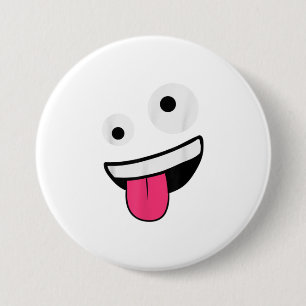 World Albern Crazy Eyes Zany Face Emojis Hallo Button