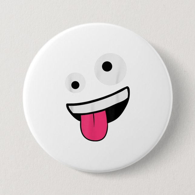 World Albern Crazy Eyes Zany Face Emojis Hallo Button (Vorderseite)