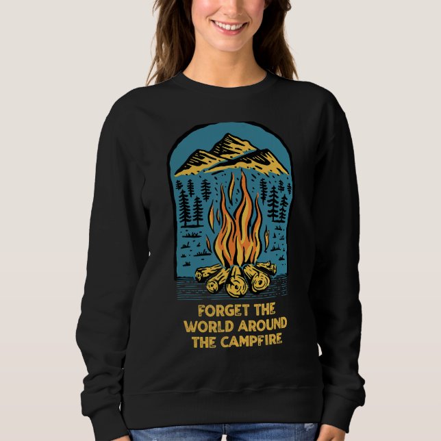 World Around the Campfire Camping Redewendungen Ca Sweatshirt (Vorderseite)