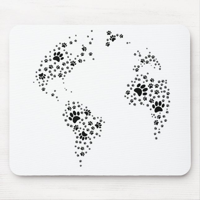 World Atlas Dog Paw Prints Mousepad (Vorne)