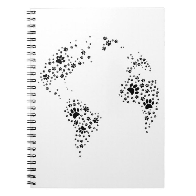 World Atlas Dog Paw Prints Notizblock (Vorderseite)