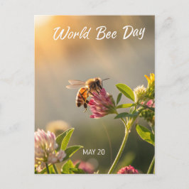 World Bee Day Honeybee Floral Art Feiertagspostkarte