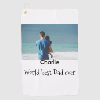 world best dad ever photo name date simple fathers golfhandtuch