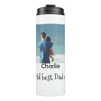 world best dad ever photo name date simple fathers thermosbecher