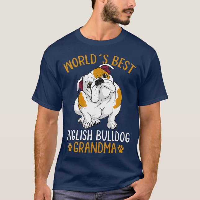 World Best English Bulldog Oma Dog Owner T-Shirt (Vorderseite)