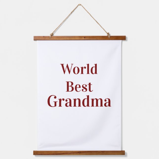 World best Grandma grandmother grandparents pink n Wandteppich Mit Holzrahmen (Vorderseite)