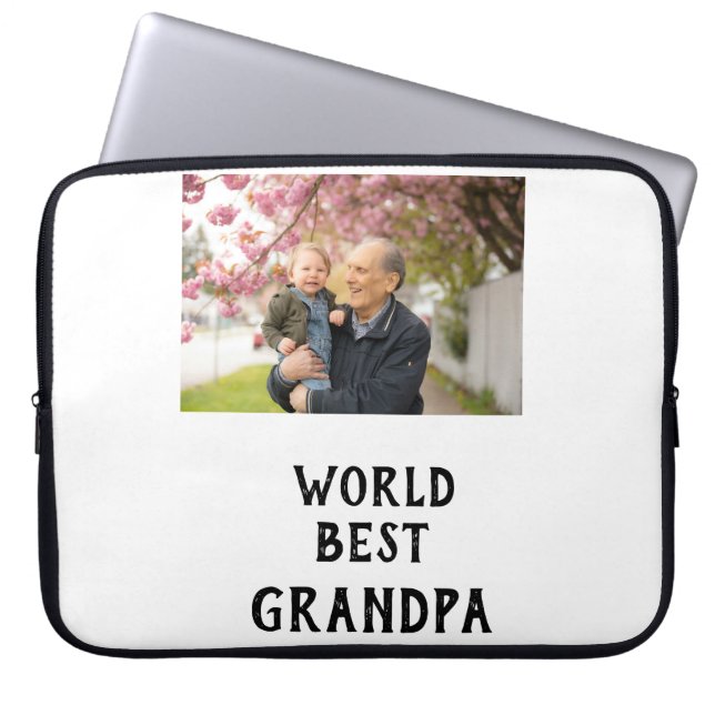 World best Grandpa photo name father's day grandpa Laptopschutzhülle (Vorderseite)