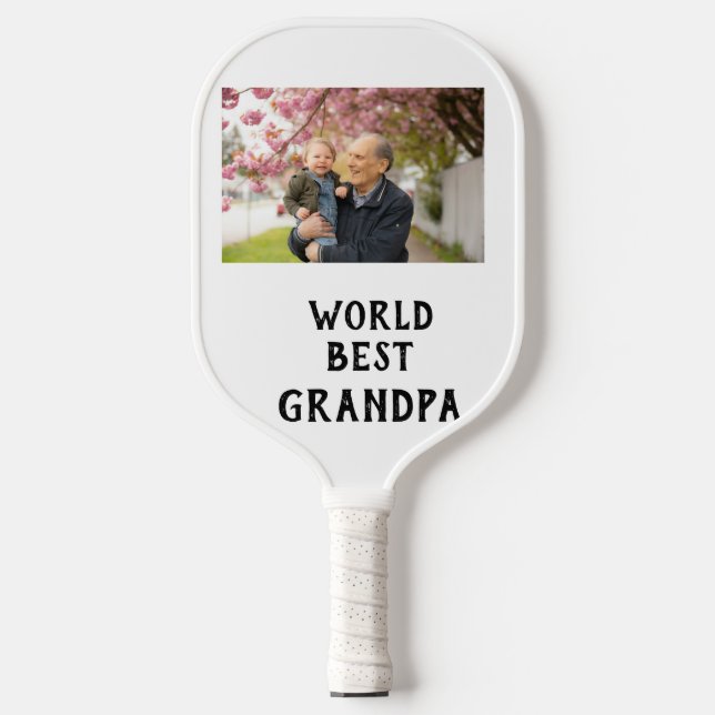 World best Grandpa photo name father's day grandpa Pickleball Schläger (Vorderseite)